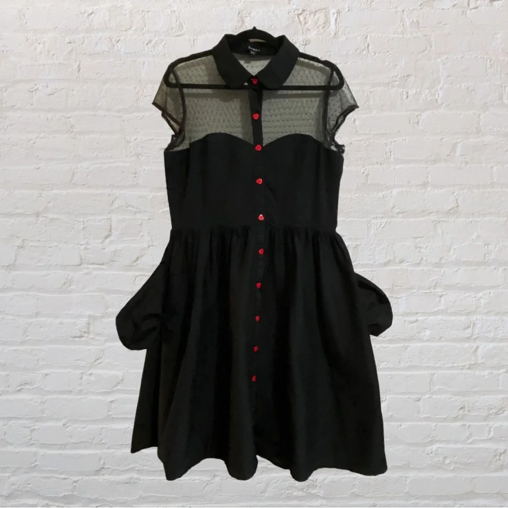 133. SHEEN Pin-Up Style Black Swing Dress - Womens Size 12 - Picture 4 of 8